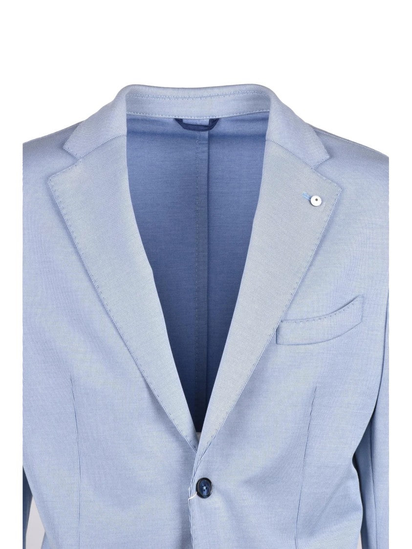 L.B.M. 1911 Cotton Stretch Blazer Jacket With Rounded Fit And Two-Button Closure