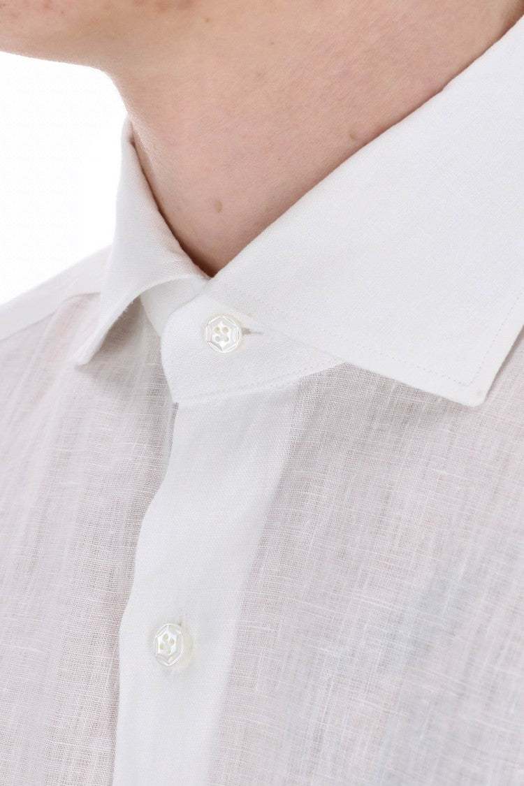 Barba Dandylife Line Solid Linen Tailored Shirt