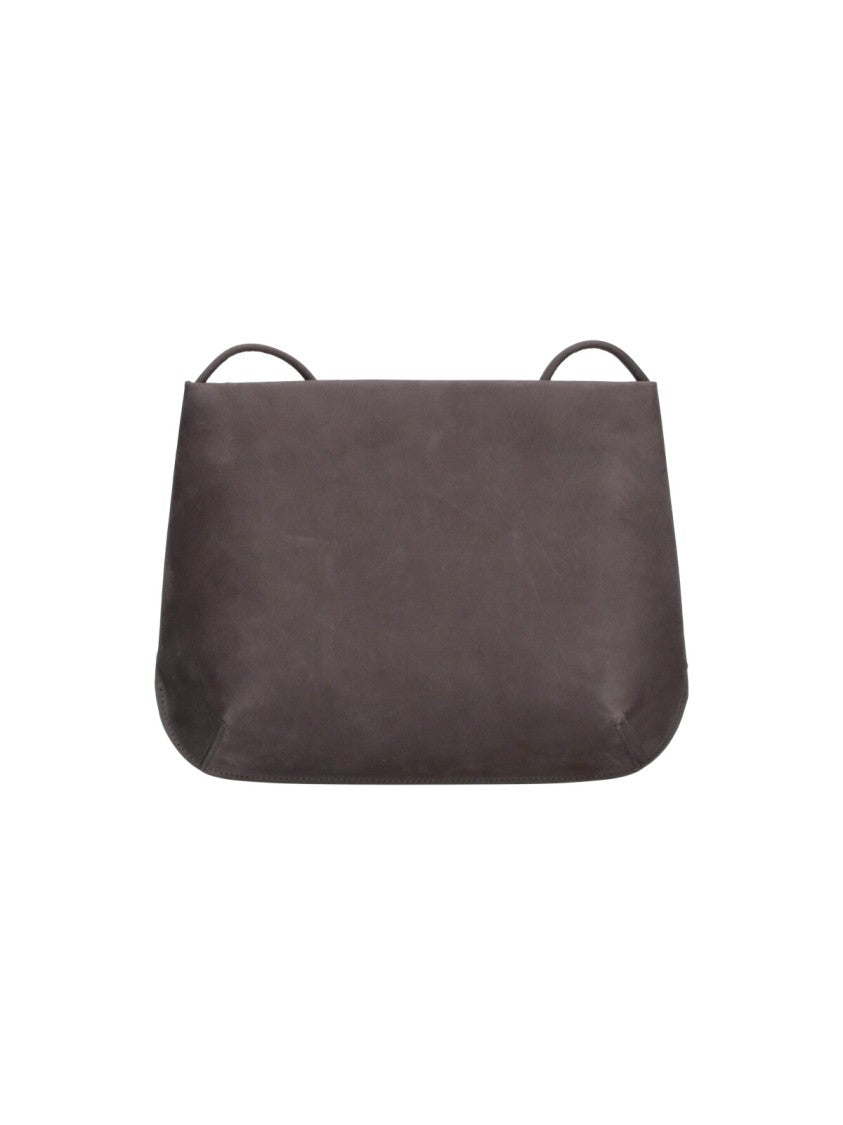 Fane Brown Loge Suede Magnetic Flap Handbag
