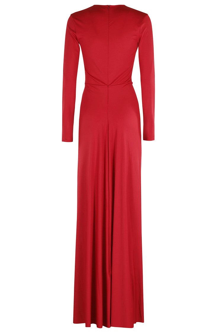 Victoria Beckham Long Sleeve Deep V-Neck Gown