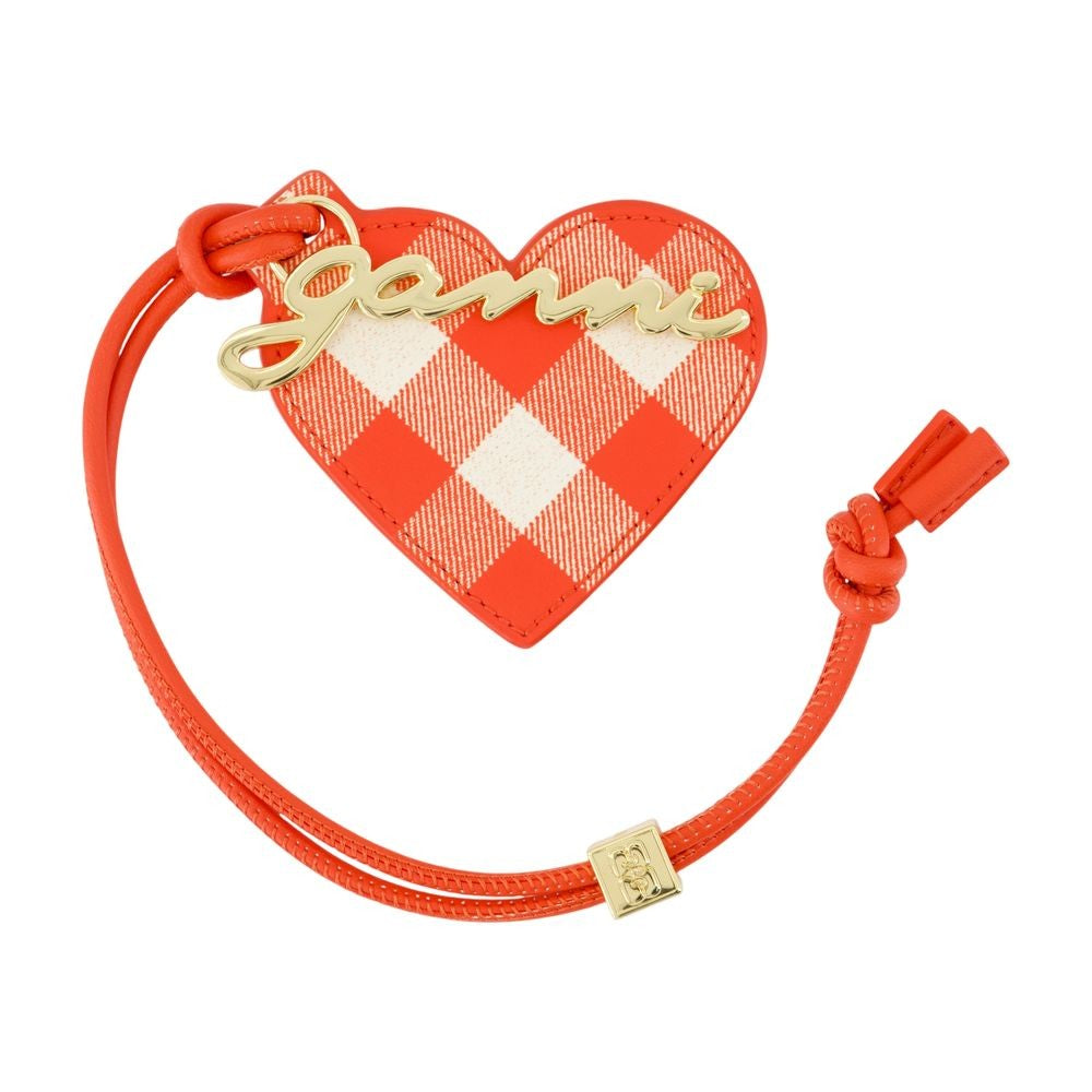 Ganni Bou Heart Keyring - Leather - Red