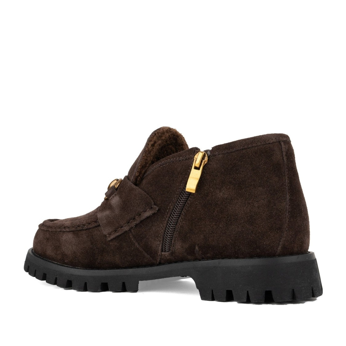 Sergio Moretti Brown Rich Wool-Lined Gold-Tone Detail Suede Boots