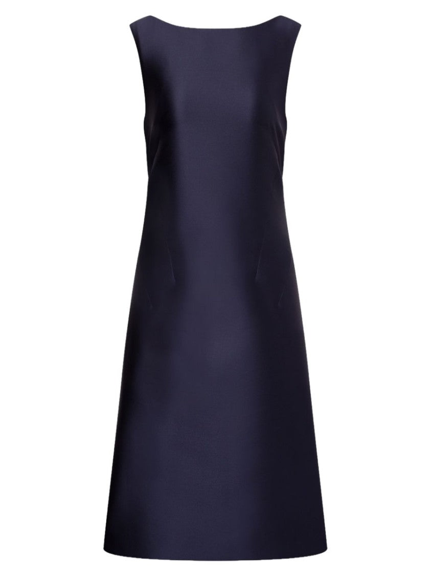 Alberta Ferretti Rich Blue Satin Open Back Midi Dress