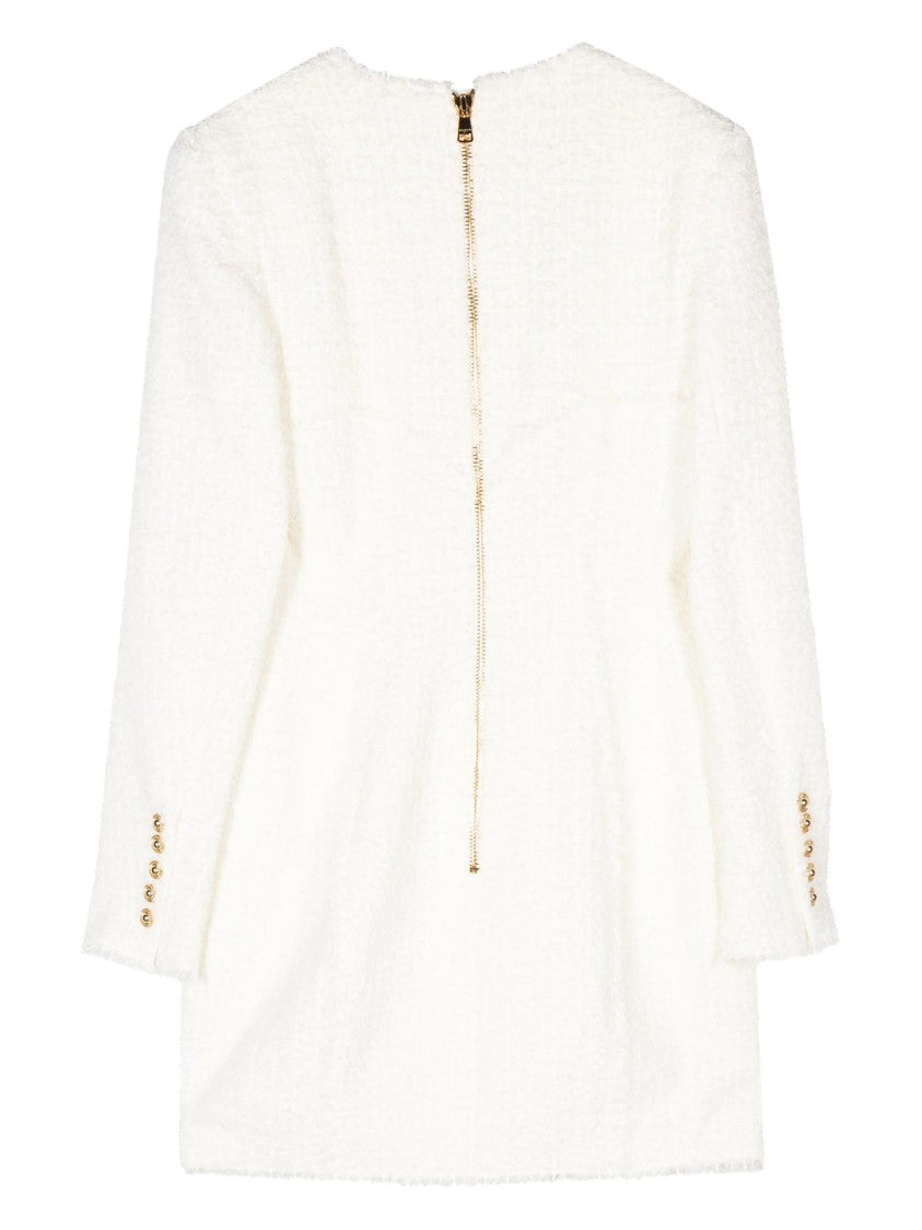 Balmain V-Neck Bouclé Minidress