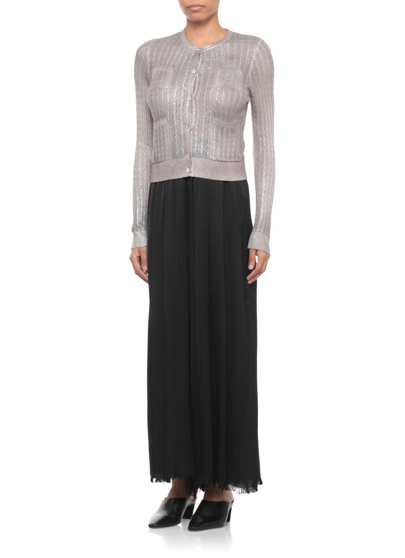 Avant Toi Silver Cotton Crewneck Cardigan