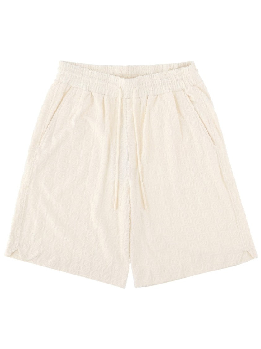Drôle De Monsieur Monogramme Cotton Drawstring Casual Shorts