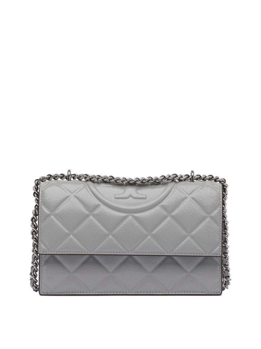 Tory Burch Convertible Grey Goat Leather Shoulder Bag