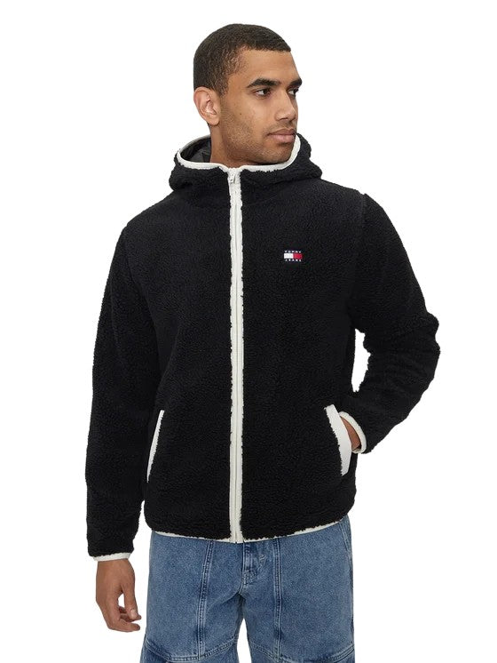 Tommy Jeans Black Jacket With Zip Closure And Hood