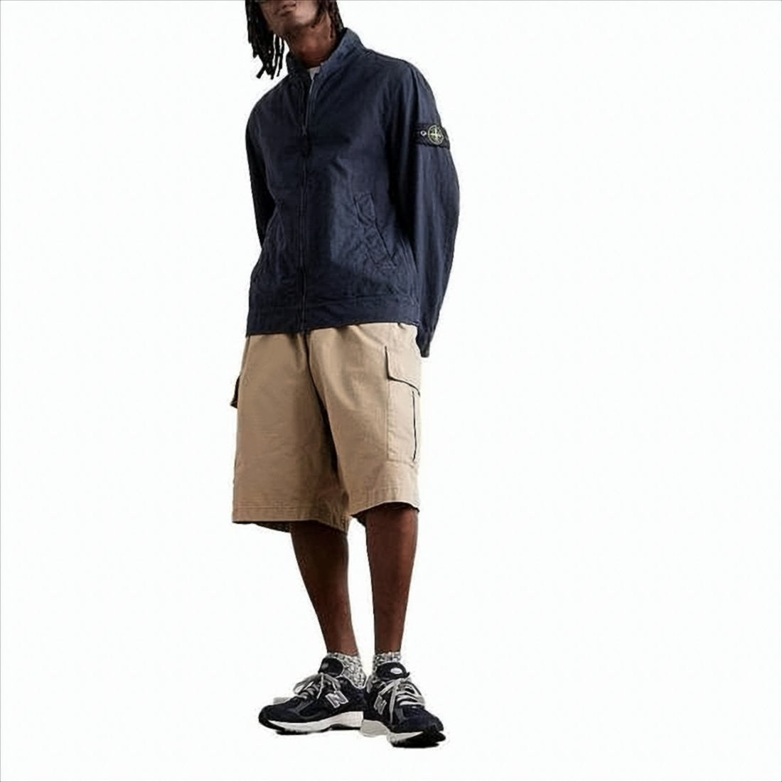 Stone Island Lightweight Blue Linen And Polyamide Jacket