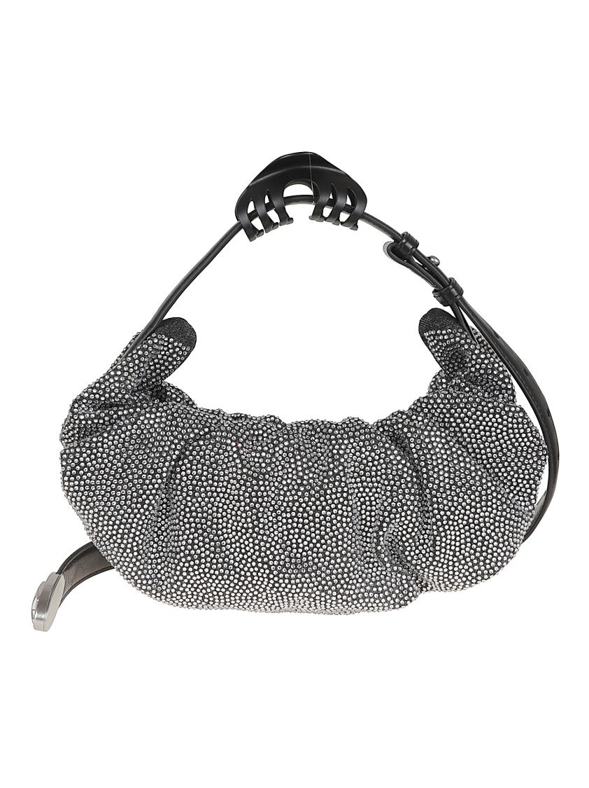 Diesel Ruched Textured Shoulder Bag With Leather Accents