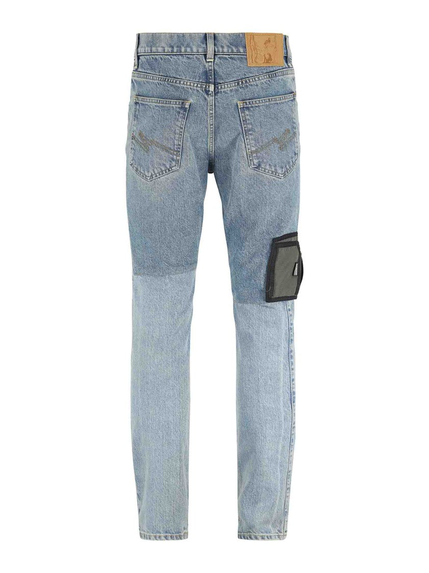 Martine Rose Patchwork Denim Jeans With Pendant Chain
