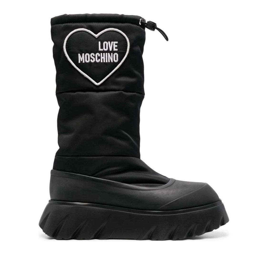 Love Moschino Black Cotton Drawstring Closure Boots