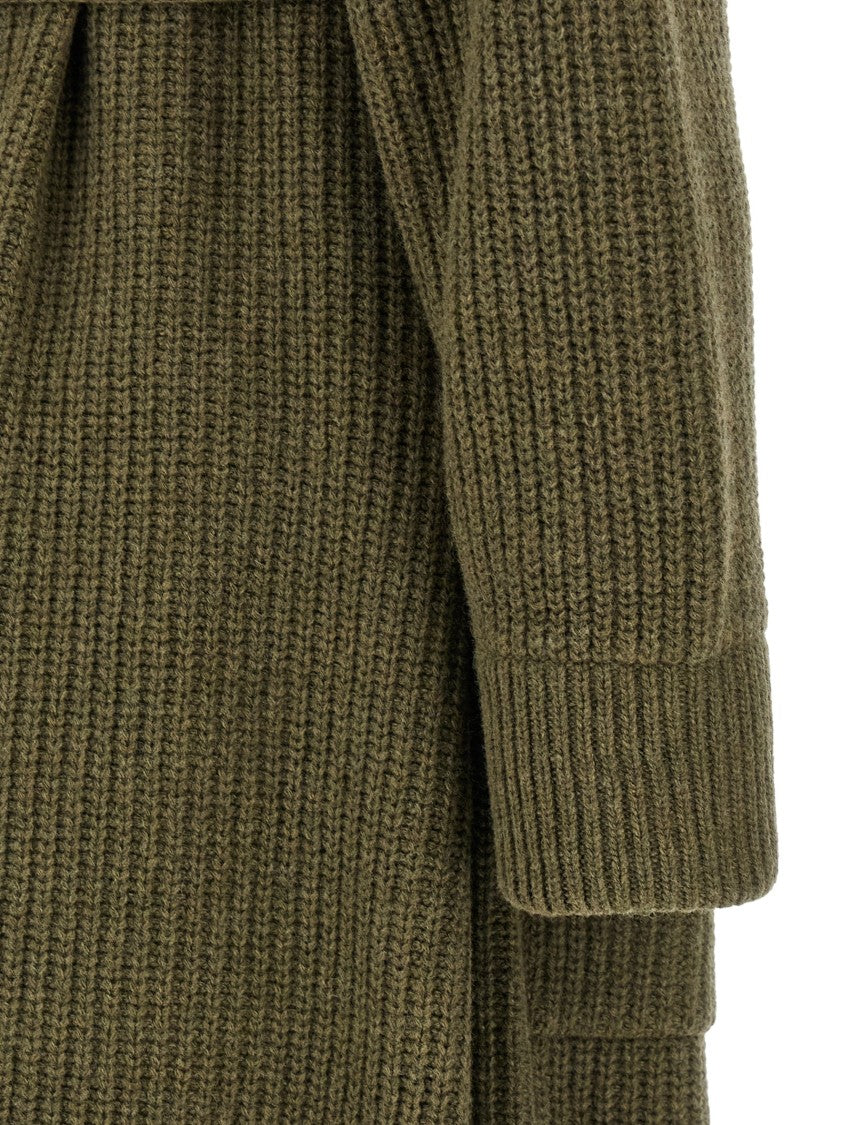 Nude Heavy Wool Knitted Coat With Shawl Collar
