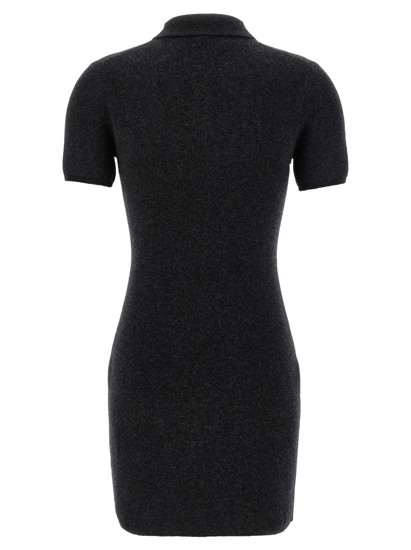 T By Alexander Wang Wool Mélange Polo Shirt Mini Dress