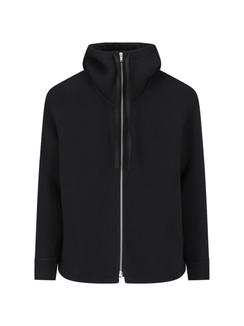 Jil Sander Hooded Jacket With Embroidered Logo – Black