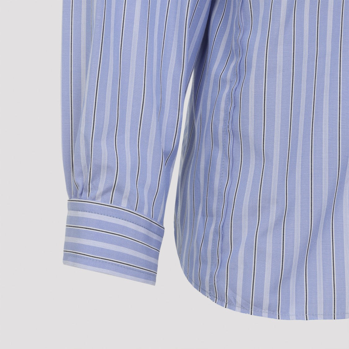 Maison Margiela Vertical Striped Long-Sleeve Button-Down Shirt In Light Blue And White