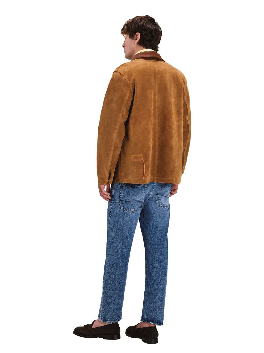 Fortela Tailored Camel Suede Jacket With Horsehide Collar