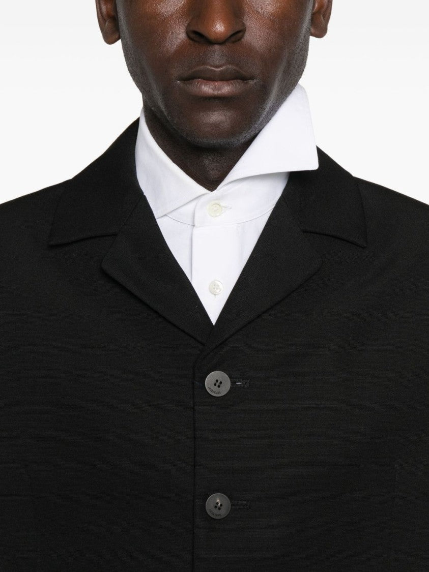 Jacquemus Black Collarless Button Front Flap Jacket