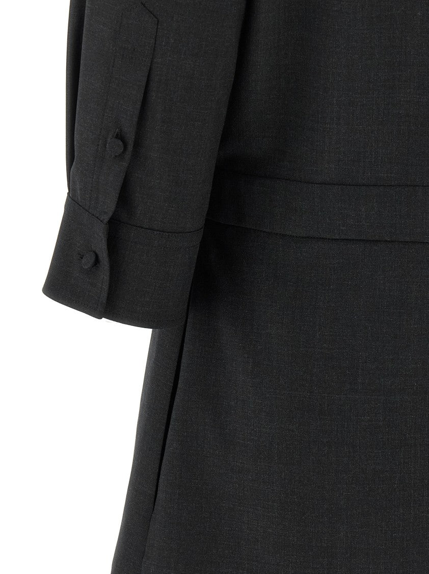 Gucci Mini Wool Shirt Dress With 'Morsetto' Metal Detail