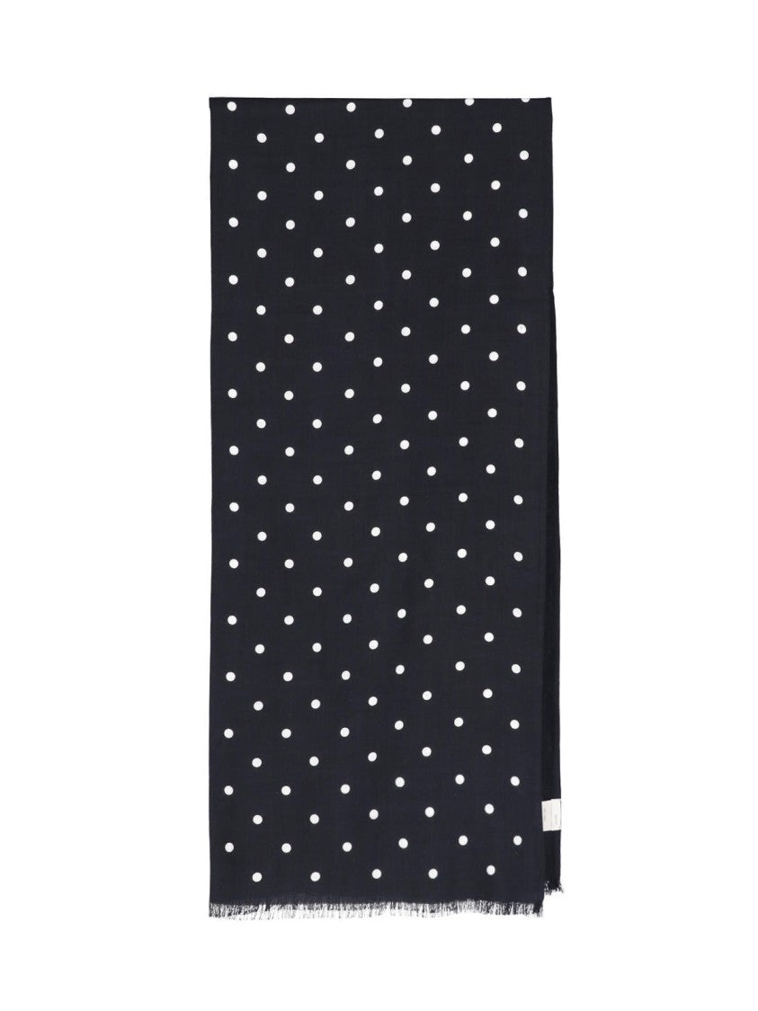 Destin Black Polka Dot Wool Scarf