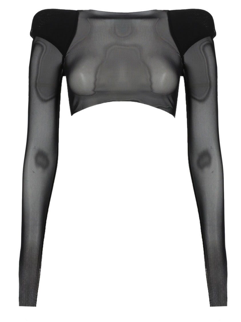 Rick Owens Sheer Translucent Mesh Panels Crop Top