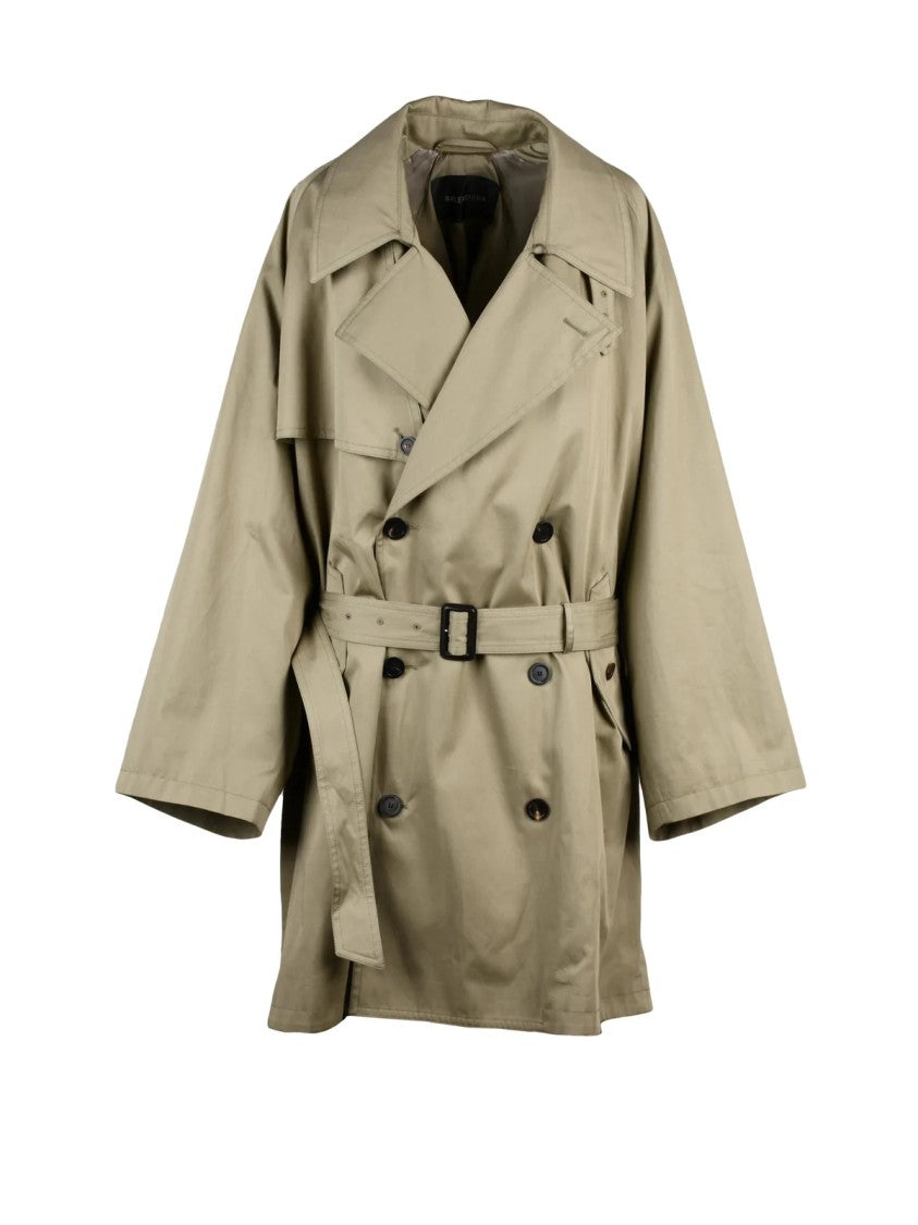 Balenciaga Turquoise Structured Double-Breasted Cotton Trench Coat