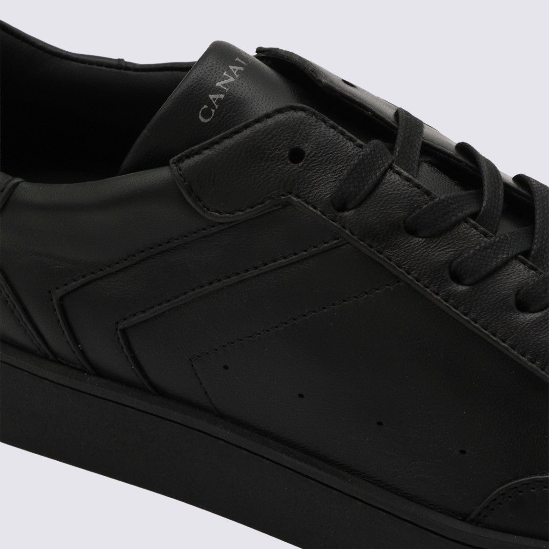 Canali Minimalist Black Sneakers With Smooth Leather Upper