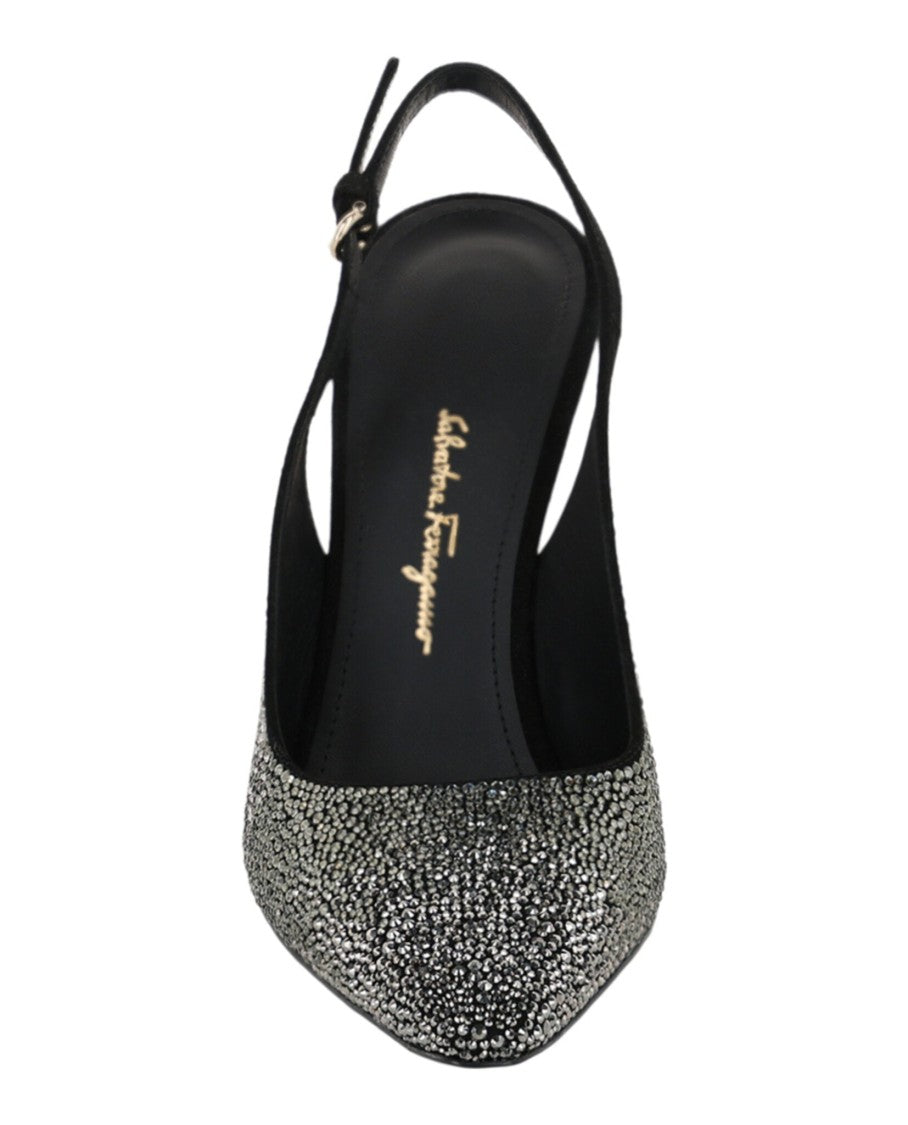 Ferragamo Jessie Crystal-Embellished Slingback Pumps