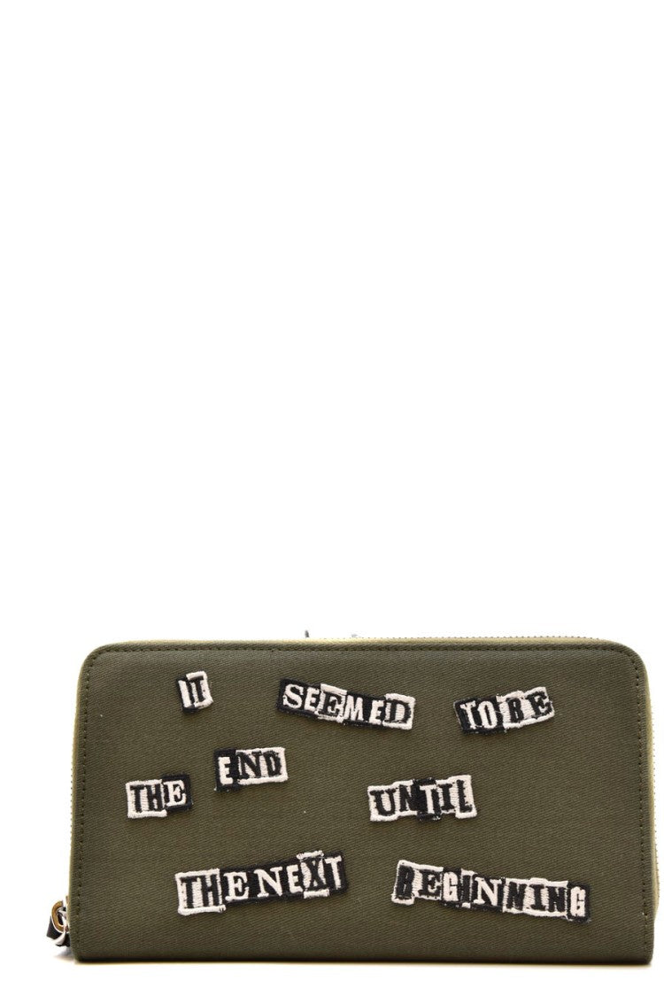 Valentino Garavani Military Green Fabric Wallet