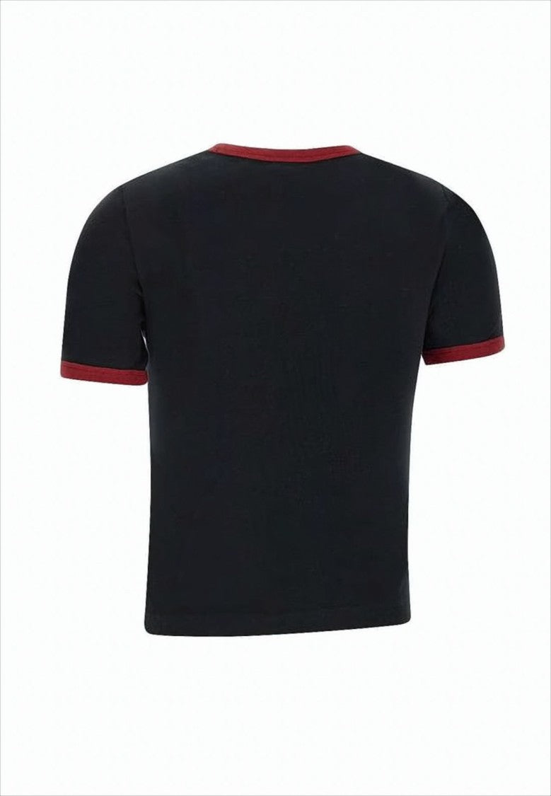 Courrèges Fitted Cotton Crop Top With Contrasting Trims