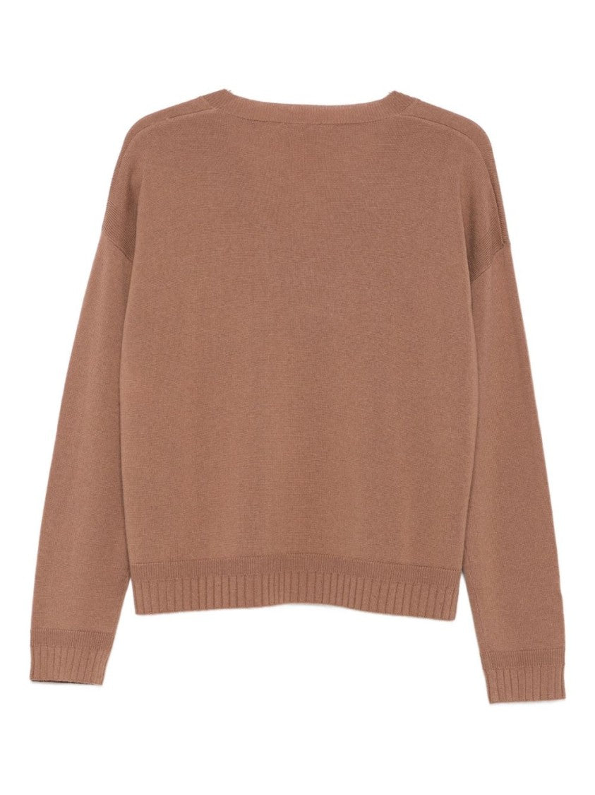 Liu Jo V-Neck Brown Sweater In Wool