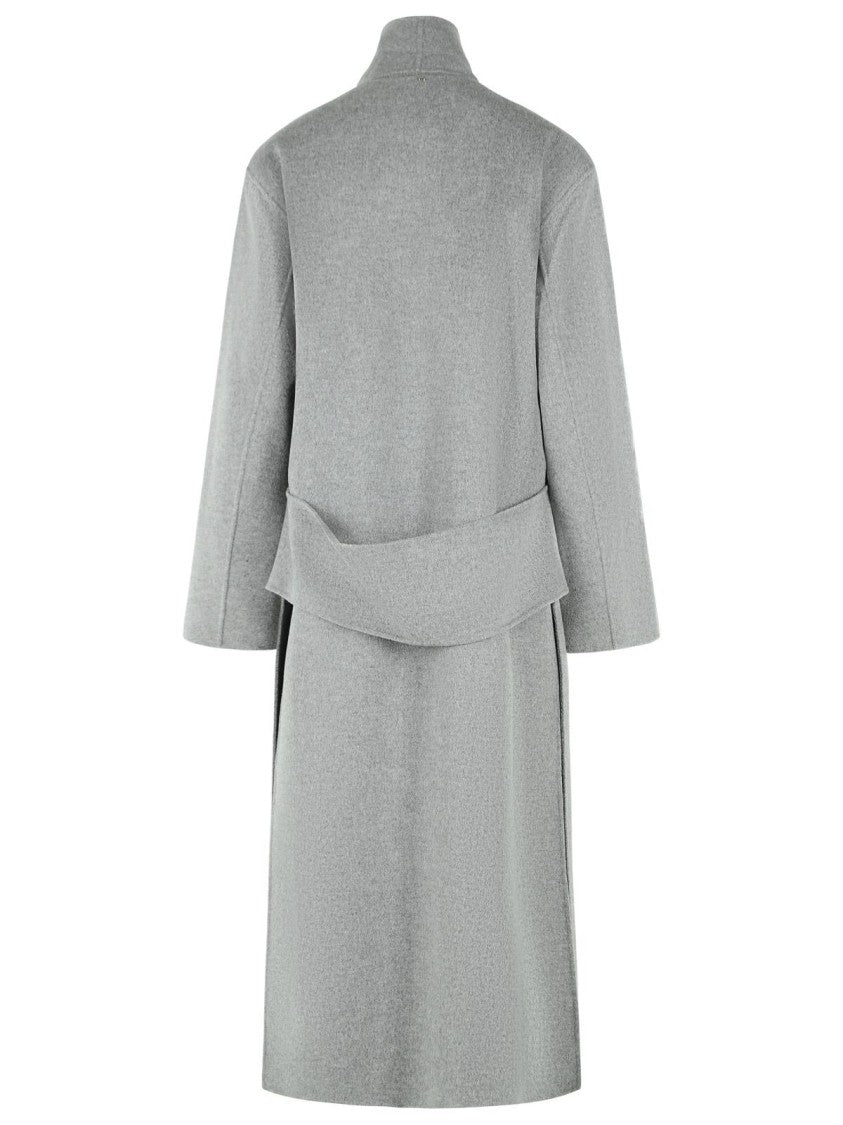Sportmax 'Assenso' Long Coat In Pure Grey Wool