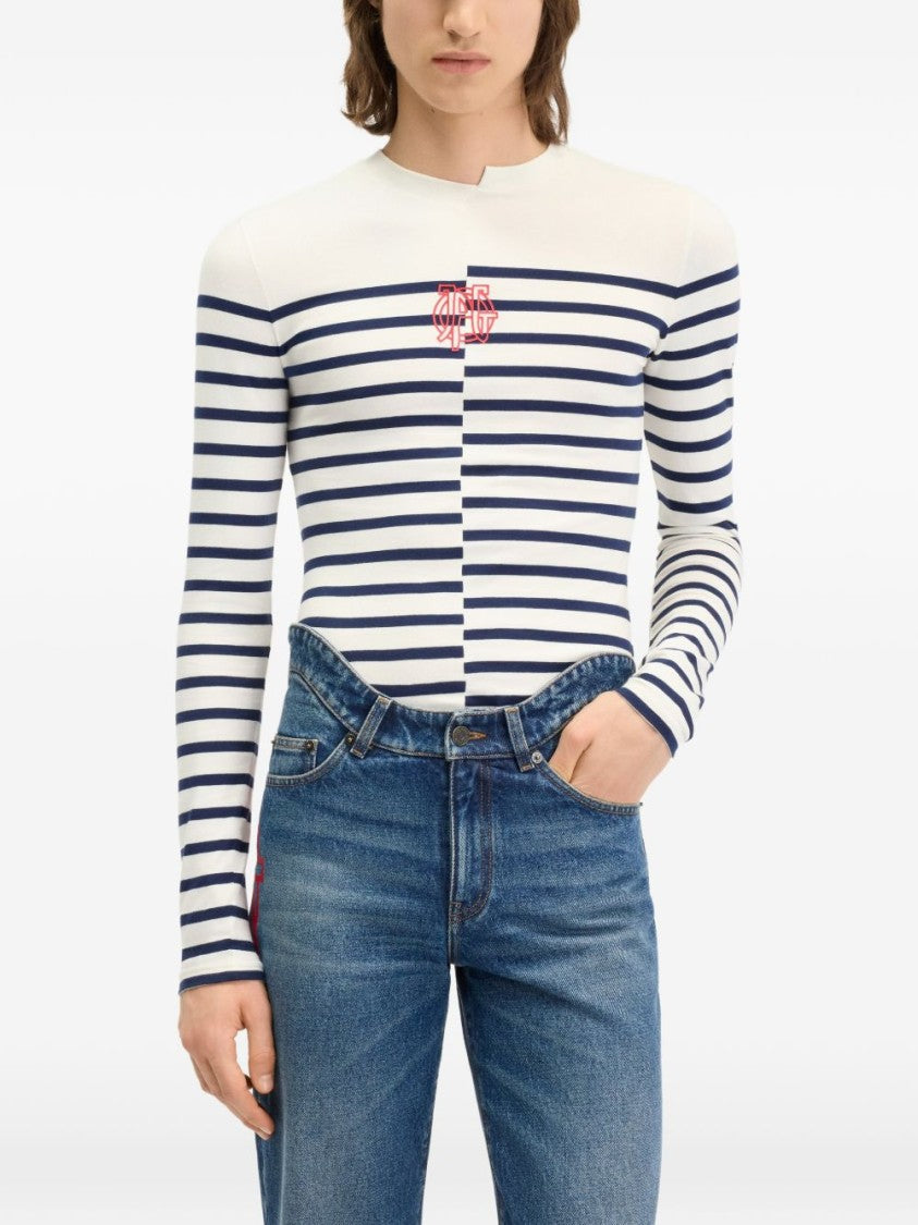 Jean Paul Gaultier Half-And-Half Striped Long-Sleeved Top