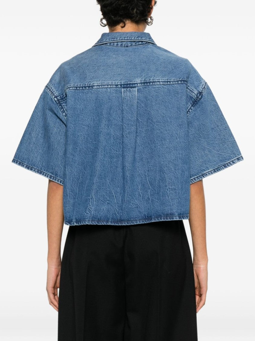 Alexander Wang Cropped Denim Shirt With Boxy Silhouette
