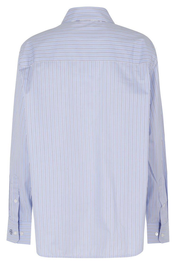 Anine Bing Blue Essie Loose Striped Cotton Casual Shirt
