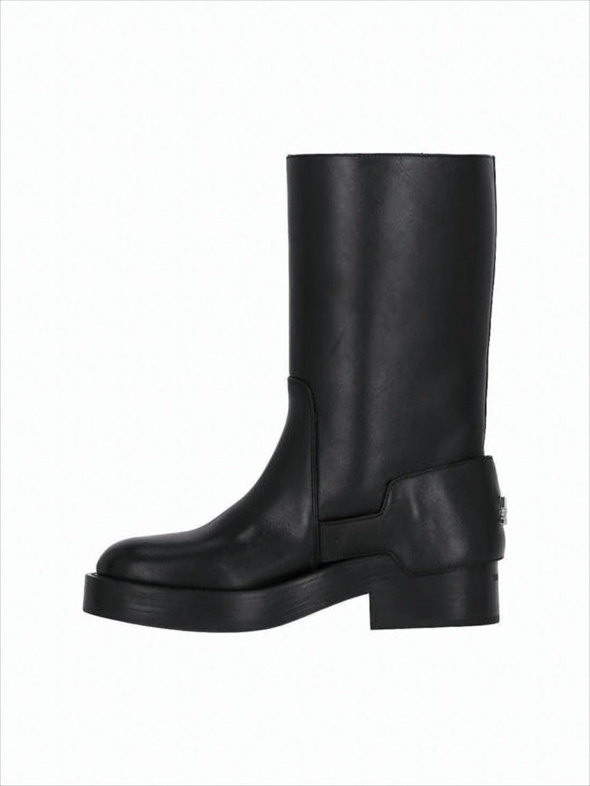 Courrèges Calf Leather Mid-Calf Boots With Adjustable Buckles