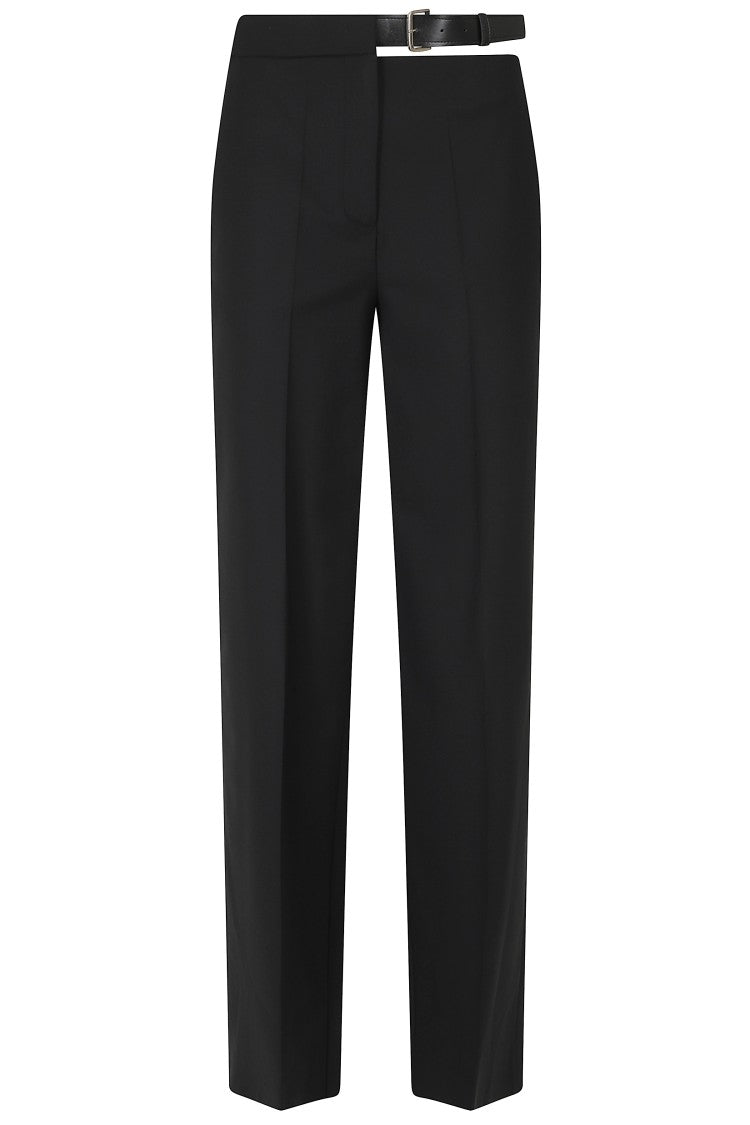 Semi Couture Debbie Belted Leather Accent Straight-Leg Pants