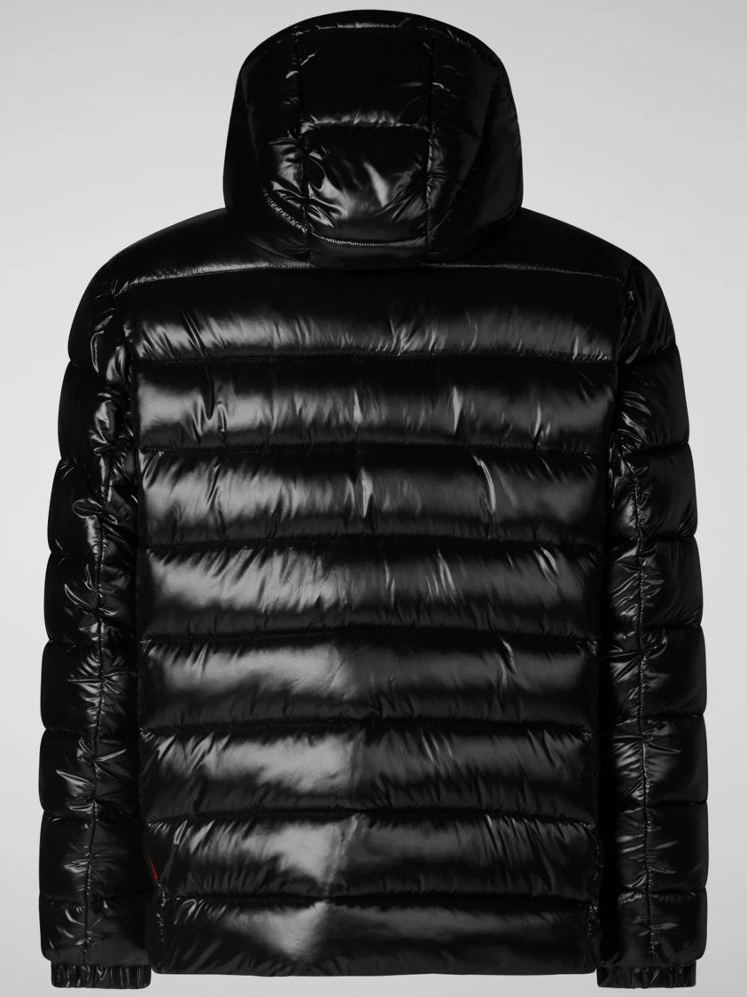 Save The Duck Glossy Padded Jacket With High Collar And Hood