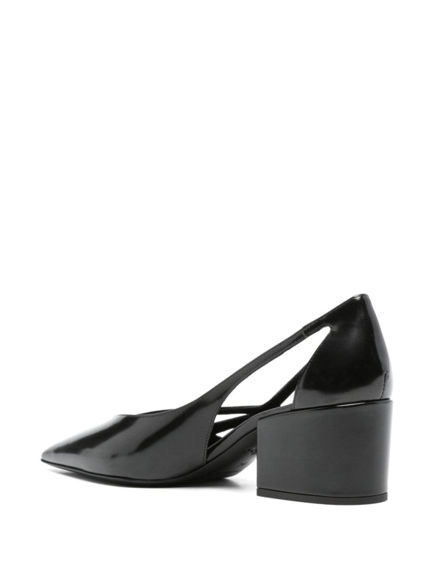 Prada 55Mm Block Heel Pumps With Cut-Out Detailing And Debossed Logo