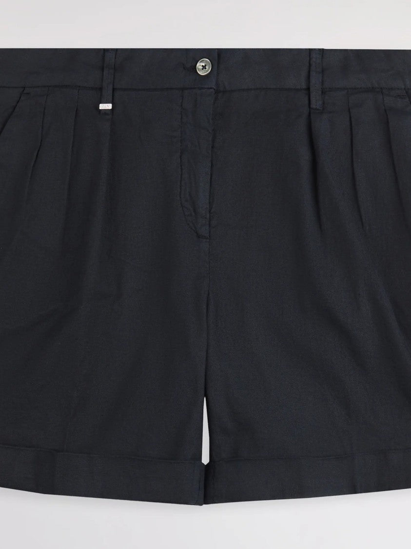 Fay Tailored Black Cuffed Hem Structured Shorts