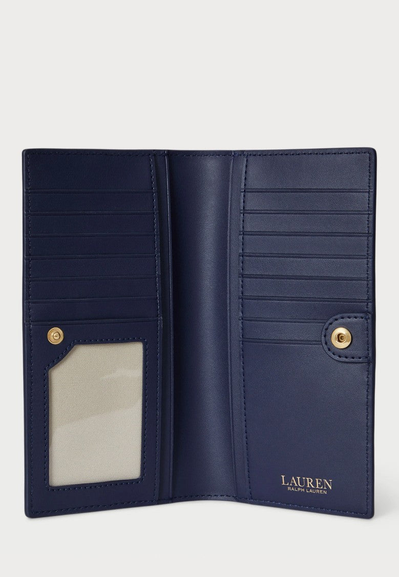 Lauren Ralph Lauren Navy Blue Crosshatch Leather Wallet