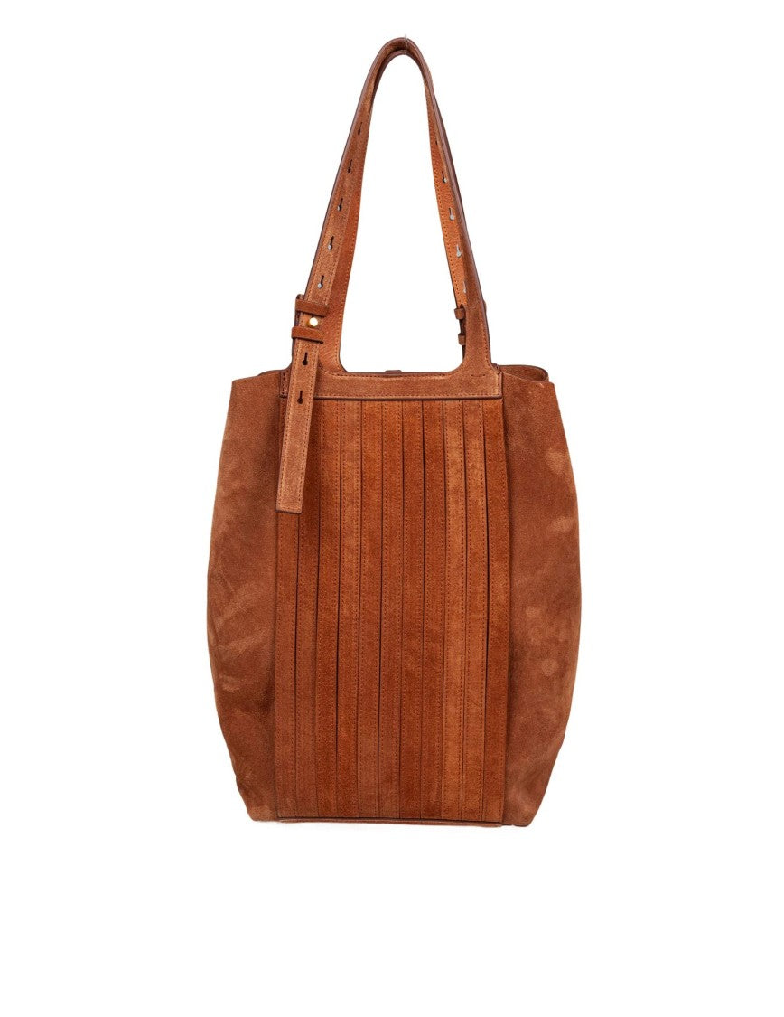 Golden Goose Tan  24.7 Suede Shopping Bag With Fringes