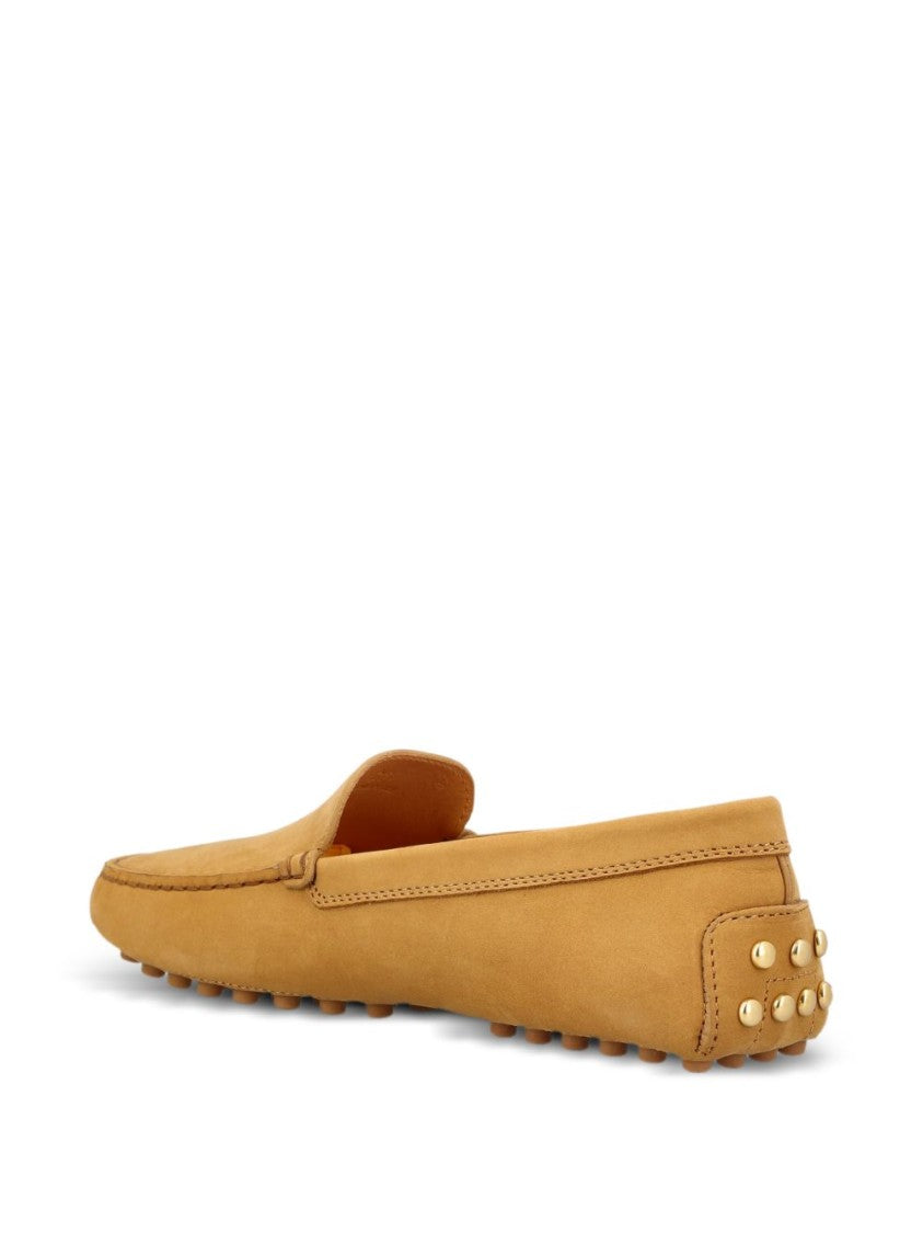 Tod's Brown Calfskin Studded Knot Detail Flats
