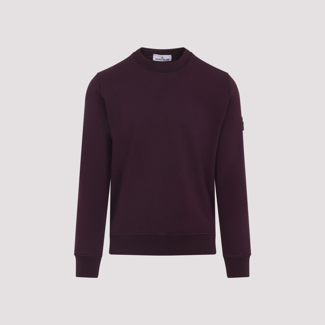 Stone Island Burgundy Cotton Crew Neck Sweatshirt