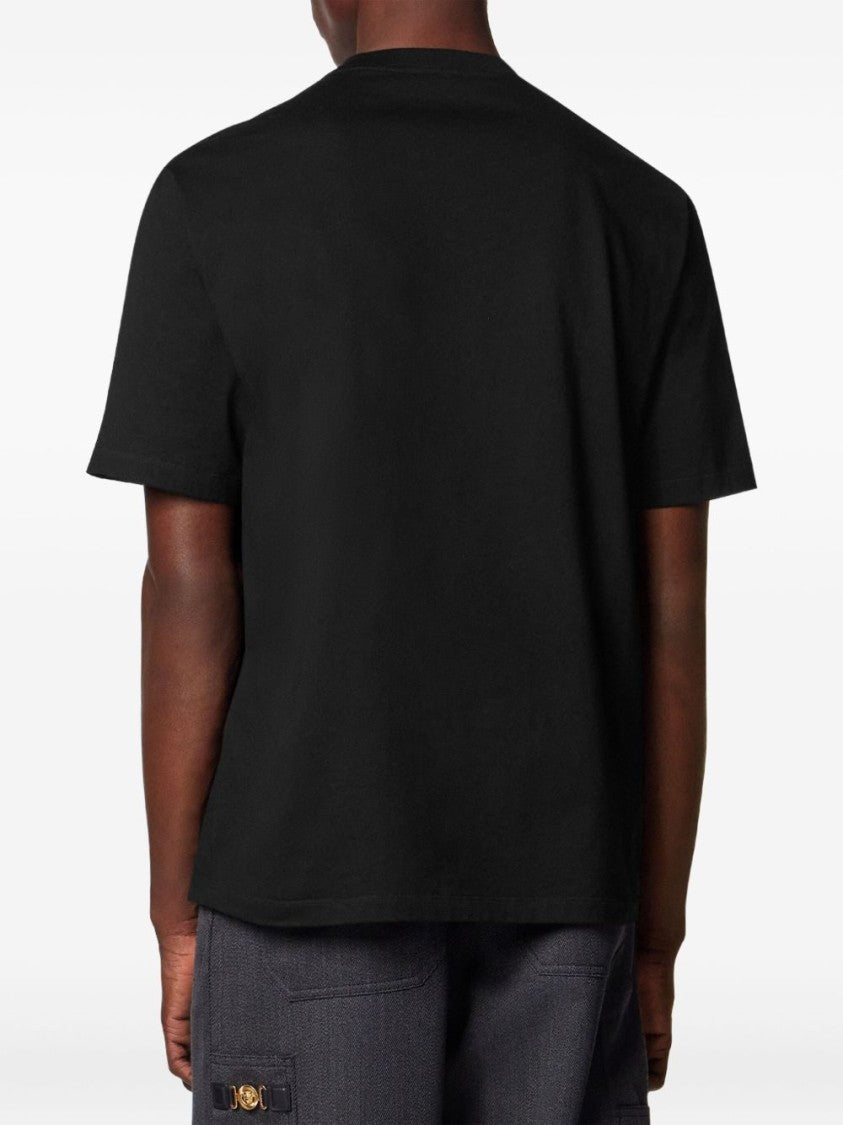Versace Black Cotton T-Shirt With Iconic Medusa Logo