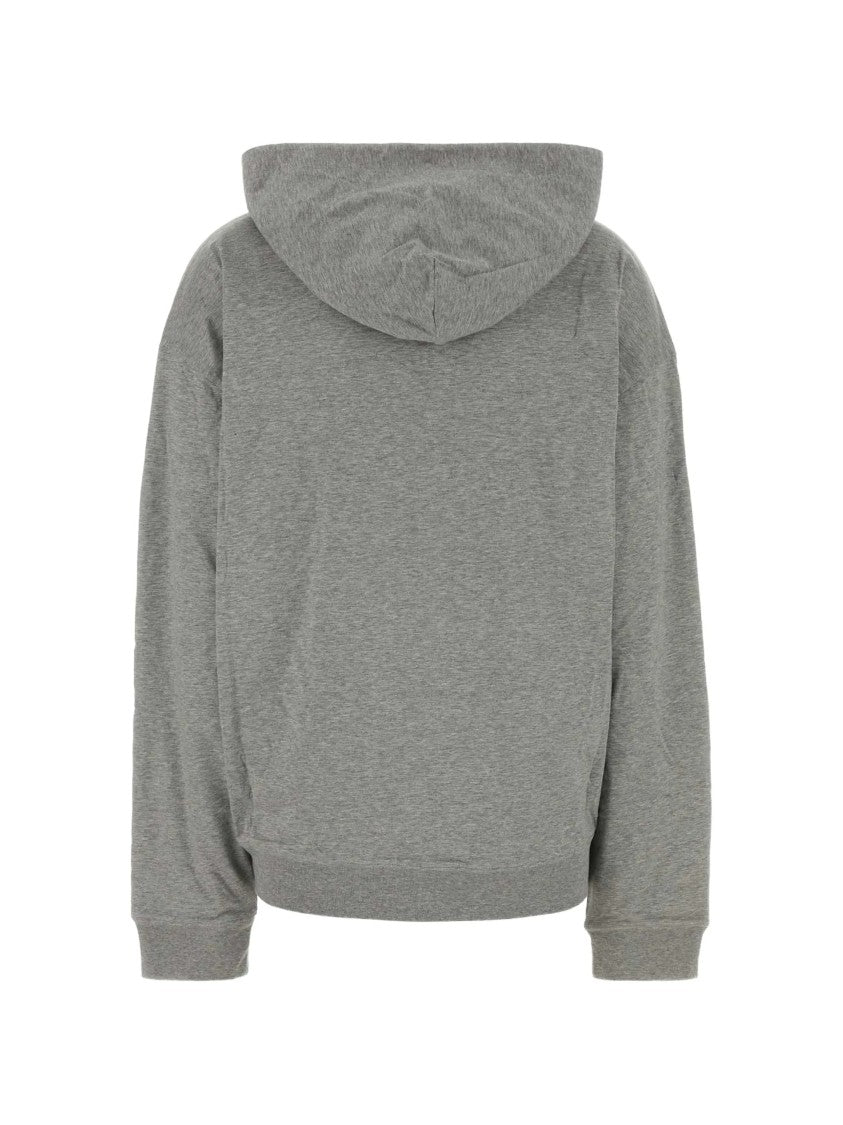 Miu Miu Zip-Up Hoodie With Relaxed Fit And Signature Patch