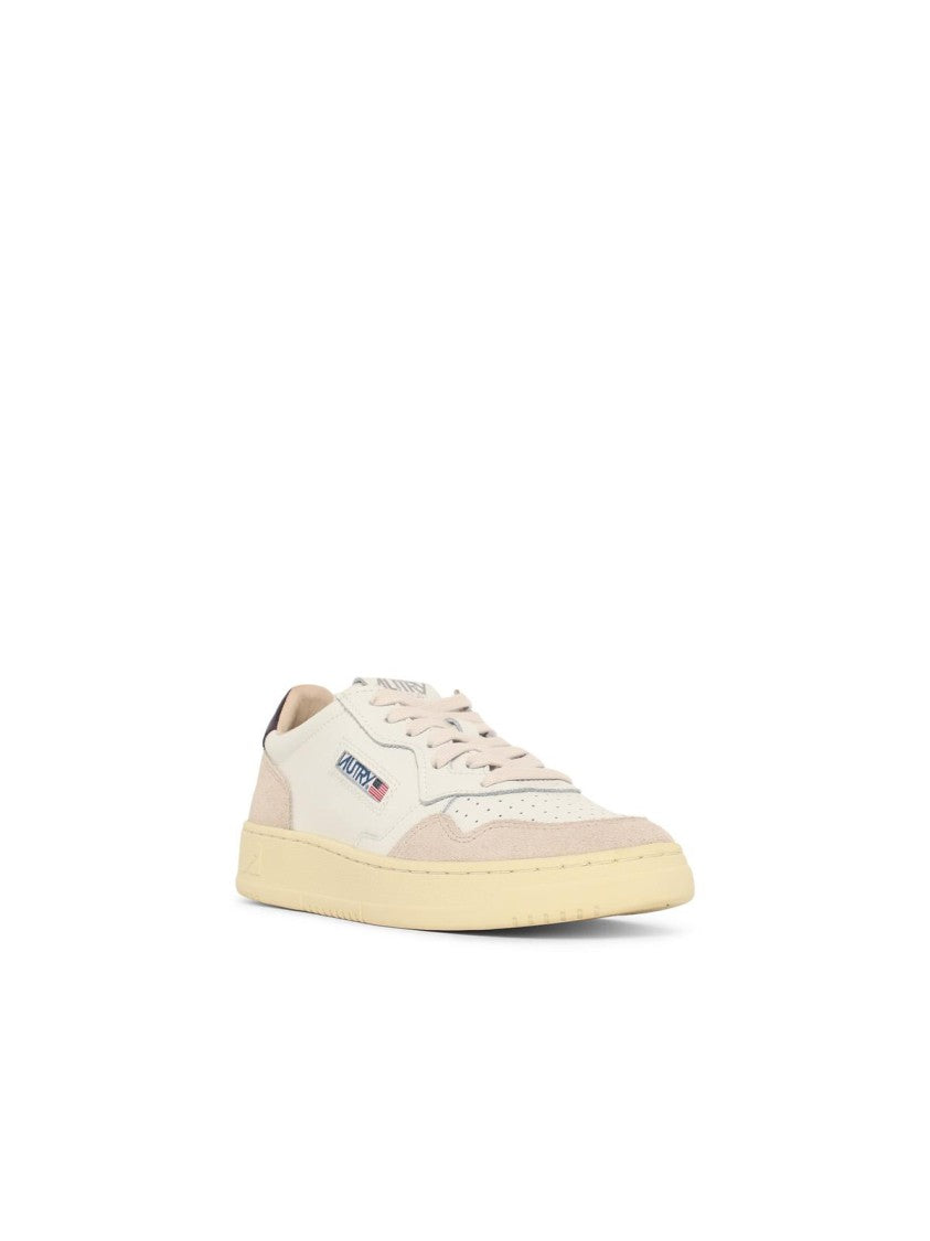 Autry 'Medalist Low' White And Purple Leather Sneakers