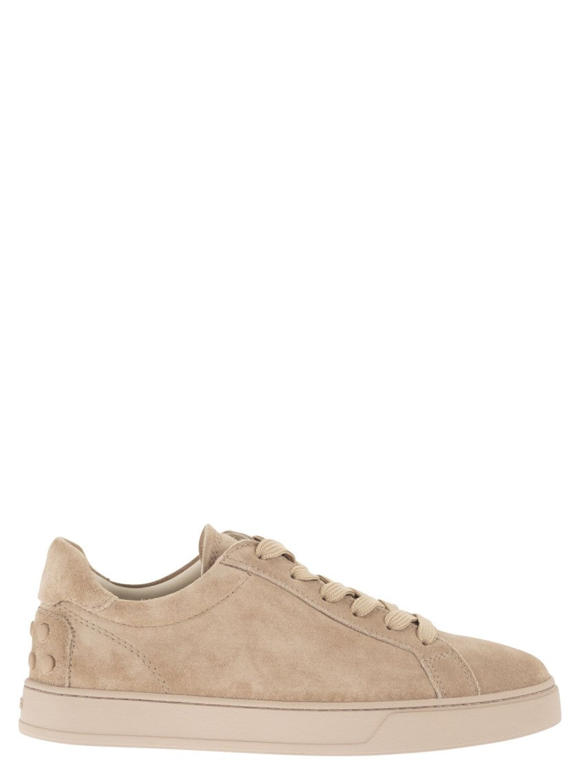 Tod's Soft Suede Calfskin Sneakers With Rubber Details