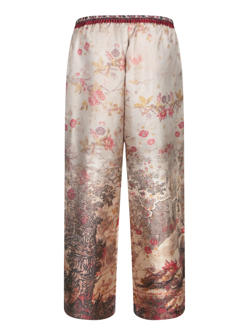 Pierre-Louis Mascia Wide-Leg Floral Trousers With Elastic Waistband