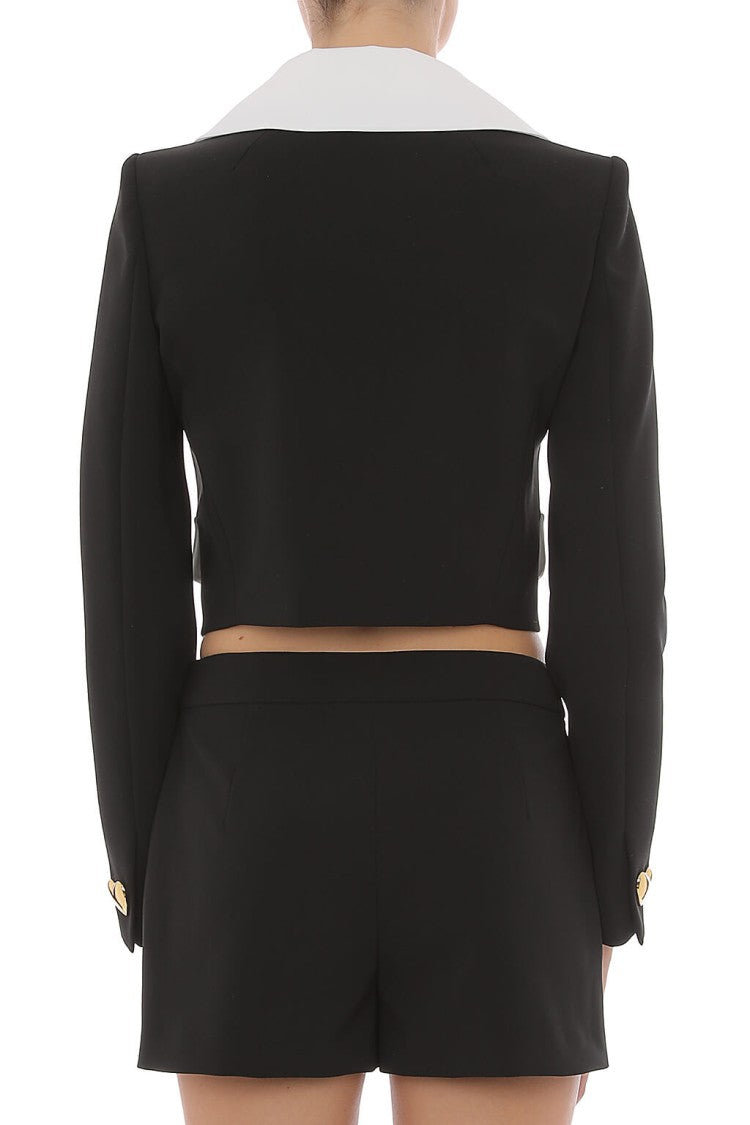 Moschino Cropped Tailored Jacket With Contrast Collar